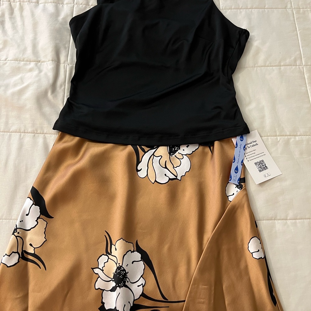 White House Black Market Gold Maxi A-Line Skirt & Top - Picture 7 of 10
